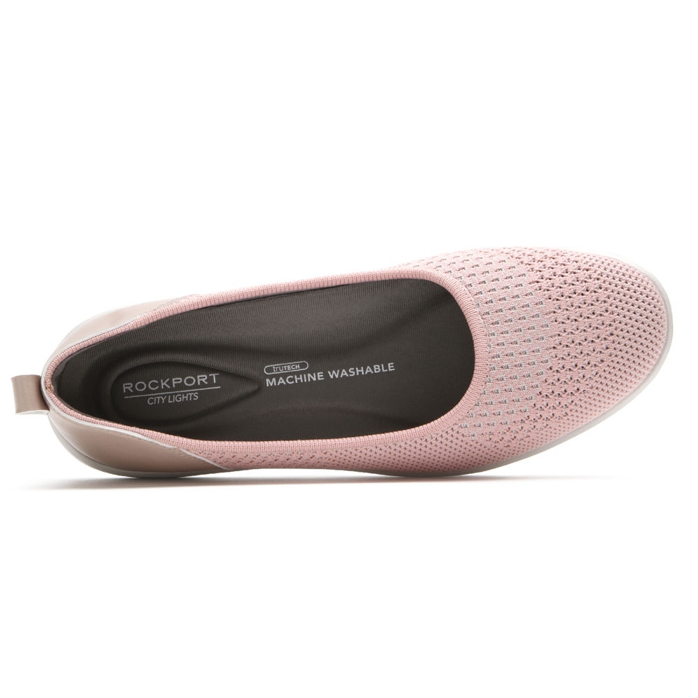 Slip-Ons Rockport Mujer Mexico - Ayva Washable Knit Ballet Rosas - NTSGV4596